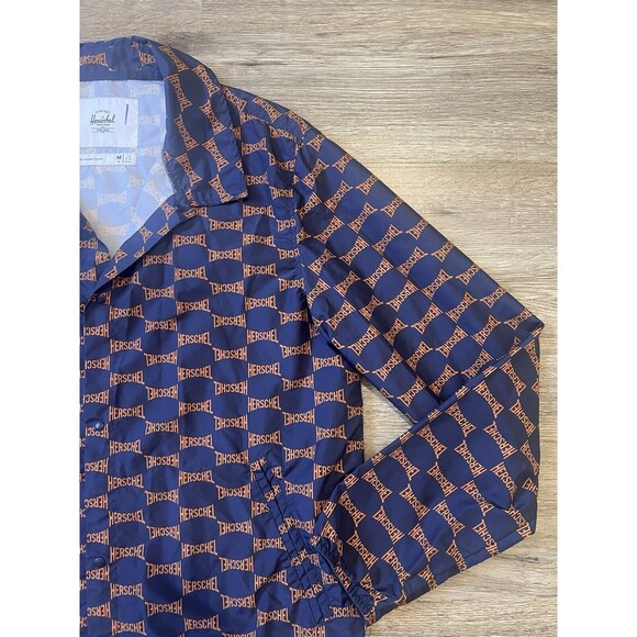 Herschel Supply Co. monogram all-over print Logo Windbreaker Jacket Size M - Picture 2 of 8